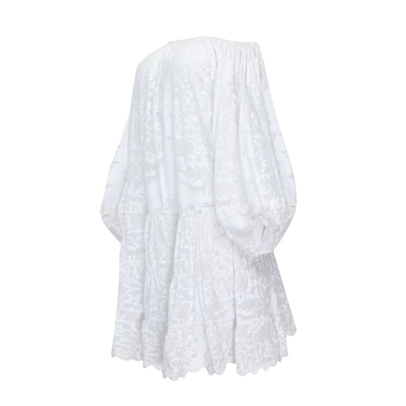 Juliet Dunn London Boho Layer Dress in Palladio Block Print White - Picture 8 of 8